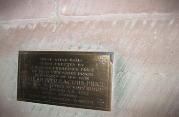 Stoke Prior St Michael's Church Price Memorial