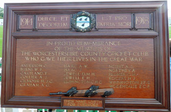 Worcestershire County Cricket Club WW1 Memorial